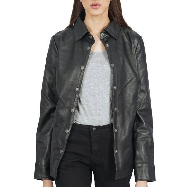 Beth Button Up Leather Shirt